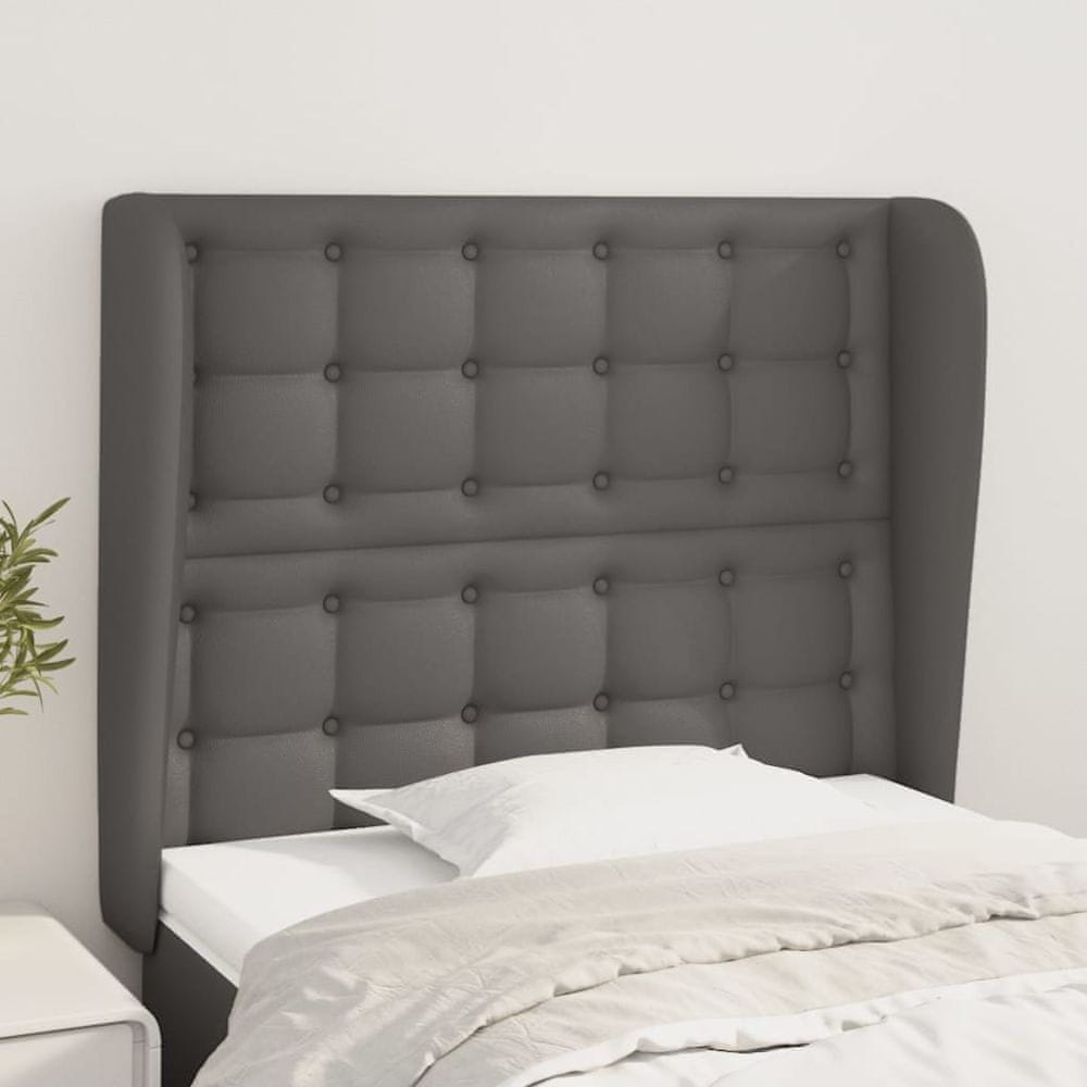 Vidaxl Čelo postele so záhybmi sivé 93 x 23 x 118/128 cm umelá koža